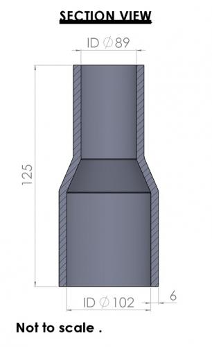 102-89mm Straight Reducer Silicone Hose - Image 3