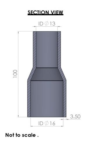 16-13mm Straight Reducer Silicone Hose - Image 3
