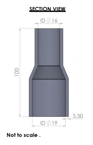 19-16mm Straight Reducer Silicone Hose - Image 3