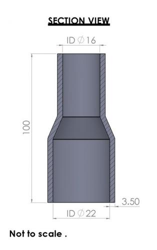 22-16mm Straight Reducer Silicone Hose - Image 3