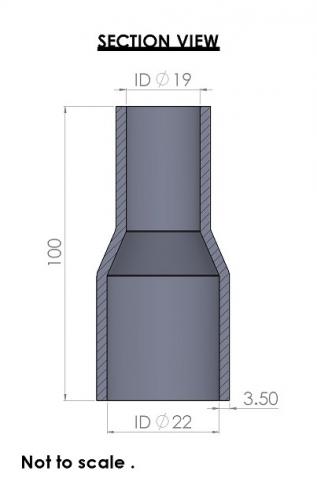 22-19mm Straight Reducer Silicone Hose - Image 3