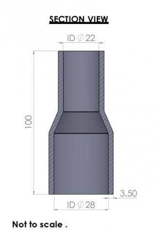 28-22mm Straight Reducer Silicone Hose - Image 3