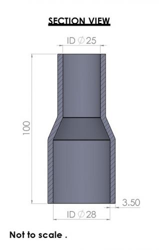 28-25mm Straight Reducer Silicone Hose - Image 3