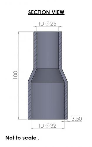 32-25mm Straight Reducer Silicone Hose - Image 3