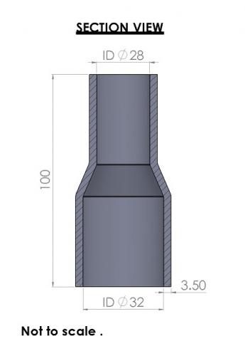 32-28mm Straight Reducer Silicone Hose - Image 3