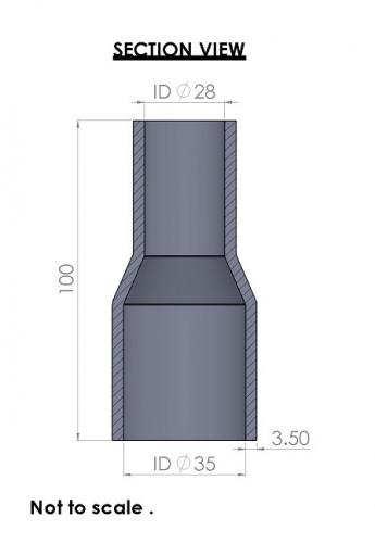 35-28mm Straight Reducer Silicone Hose - Image 3