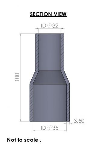 35-32mm Straight Reducer Silicone Hose - Image 3