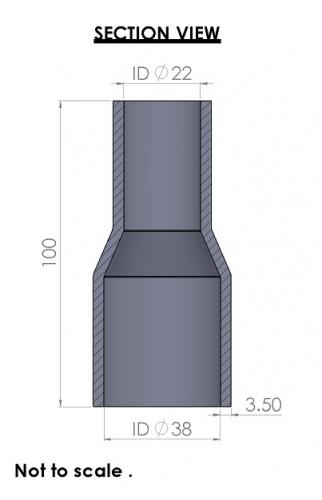 38-22mm Straight Reducer Silicone Hose - Image 3