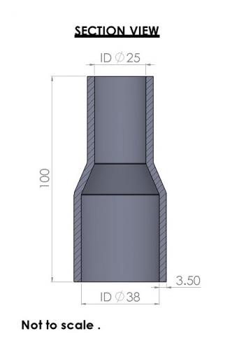 38-25mm Straight Reducer Silicone Hose - Image 3