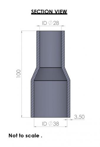 38-28mm Straight Reducer Silicone Hose - Image 3