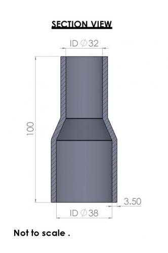 38-32mm Straight Reducer Silicone Hose - Image 3
