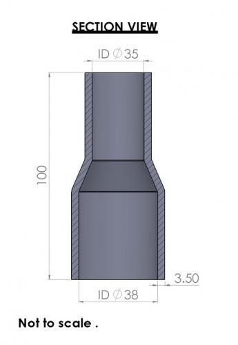 38-35mm Straight Reducer Silicone Hose - Image 3