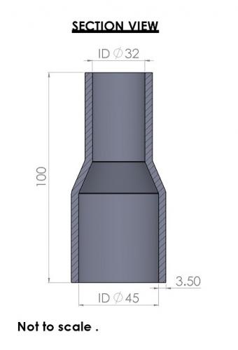 45-32mm Straight Reducer Silicone Hose - Image 3