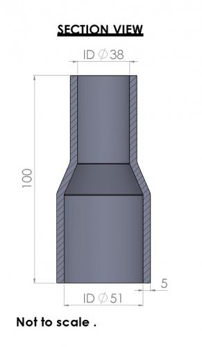 51-38mm Straight Reducer Silicone Hose - Image 3