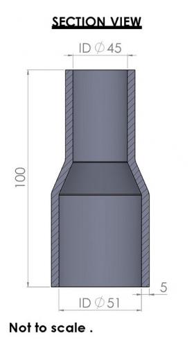 51-45mm Straight Reducer Silicone Hose - Image 3