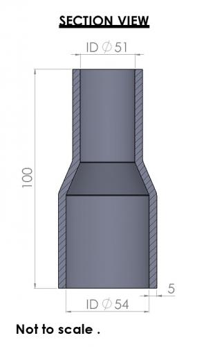 54-51mm Straight Reducer Silicone Hose - Image 3