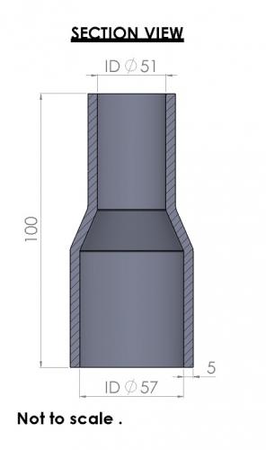 57-51mm Straight Reducer Silicone Hose - Image 3