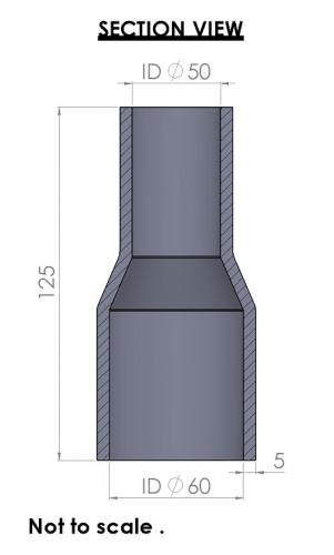 60-51mm Straight Reducer Silicone Hose - Image 3