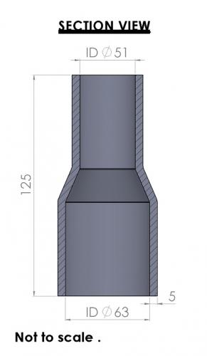 63-51mm Straight Reducer Silicone Hose - Image 3