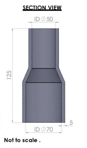 70-50mm Straight Reducer Silicone Hose - Image 3