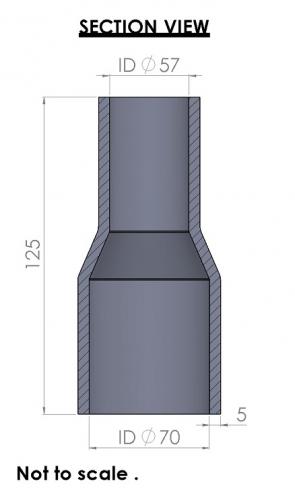 70-57mm Straight Reducer Silicone Hose - Image 3