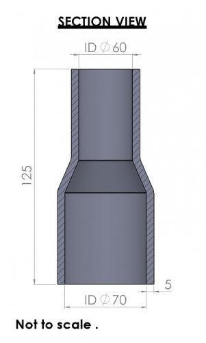 70-60mm Straight Reducer Silicone Hose - Image 3
