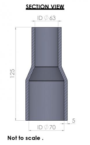 70-63mm Straight Reducer Silicone Hose - Image 3