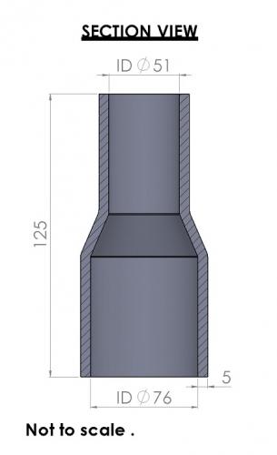 76-51mm Straight Reducer Silicone Hose - Image 3