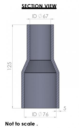 76-67mm Straight Reducer Silicone Hose - Image 3