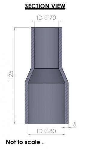 80-70mm Straight Reducer Silicone Hose - Image 3