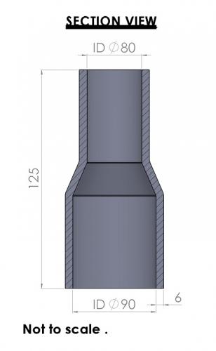 90-80mm Straight Reducer Silicone Hose - Image 3