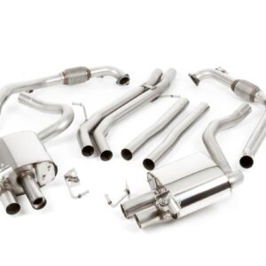 Audi S5 (B9) Non-Resonated Cat-Back Exhaust System with Quad GT-100 Polished Trims