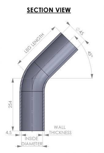 Fuel Filler Hose 45mm 45° Elbow - Image 2